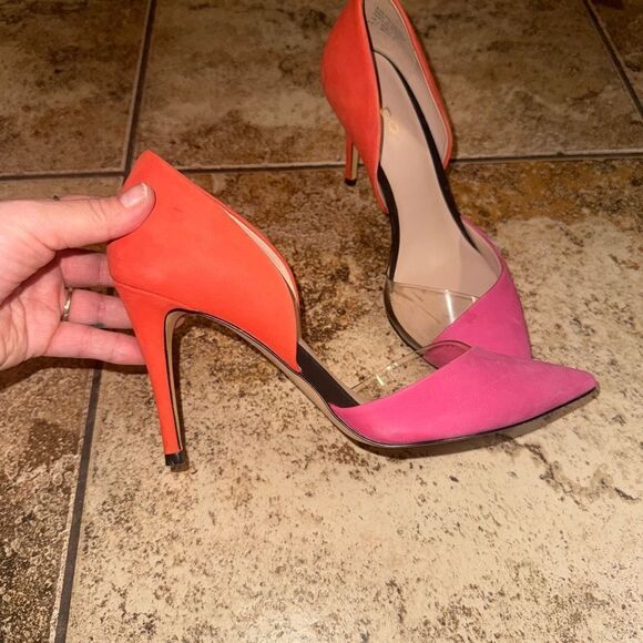 Aldo Pink and Orange Heels with Stiletto Heel and d'Orsay Cut - Picture 3 of 5